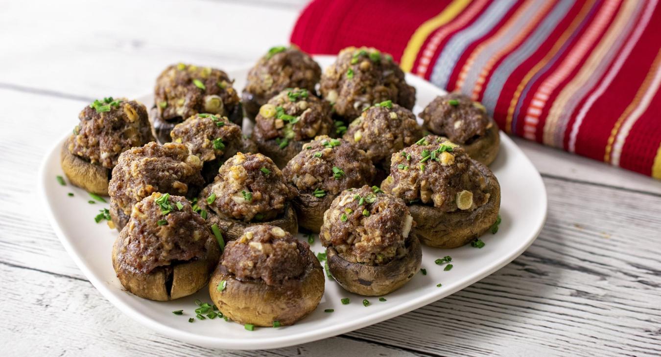 Beef and Blue Cheese Stuffed Mushrooms