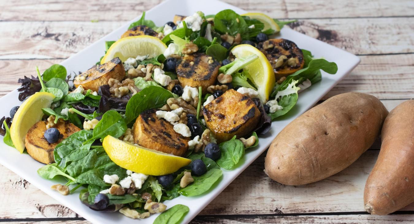 Grilled Sweetpotato and Blueberry Salad