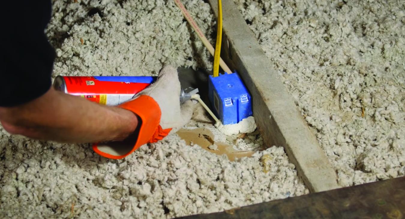 Sealing air leaks with foam