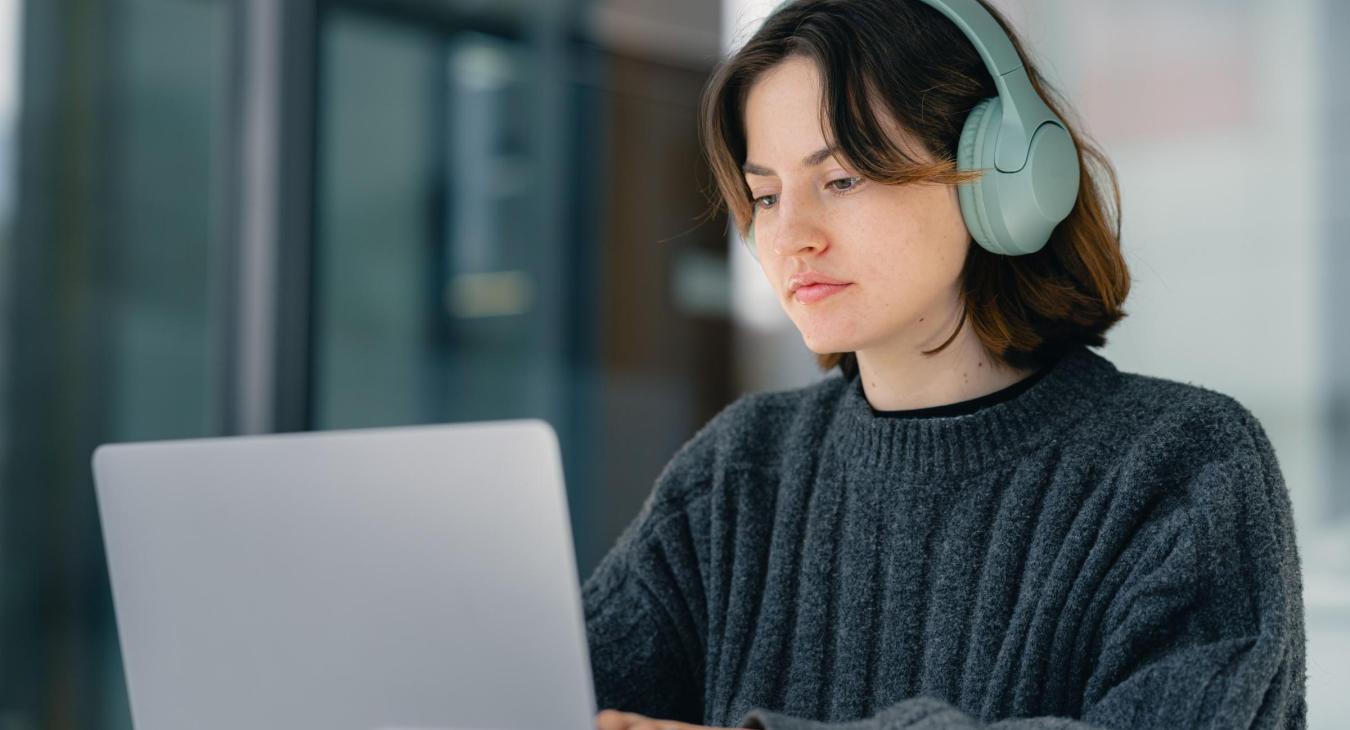 woman using laptop